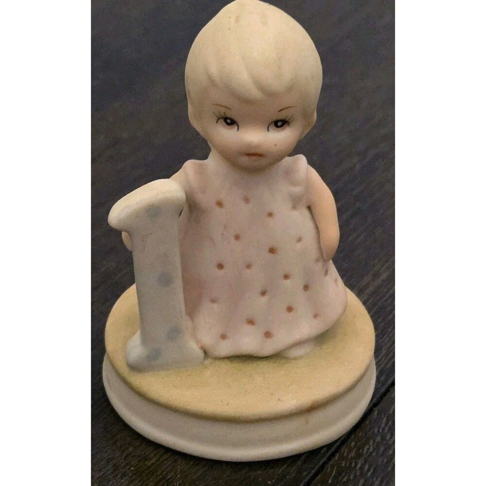 Vintage Lefton China Bisque Birthday Girl 1 Year Porcelain Figurine